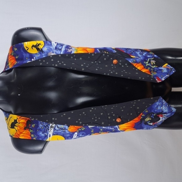 Vintage reversible one size halloween goth pumpkin ghost unisex black vest - Picture 1 of 8